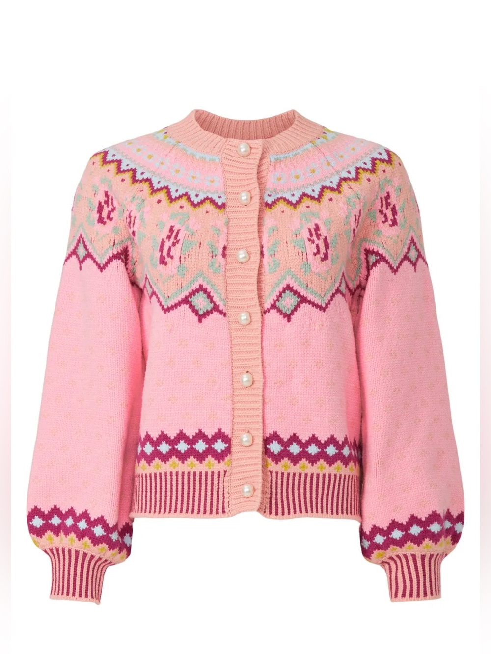 LoveShackFancy Honeypie Boyfriend Cardigan in Berry Smash